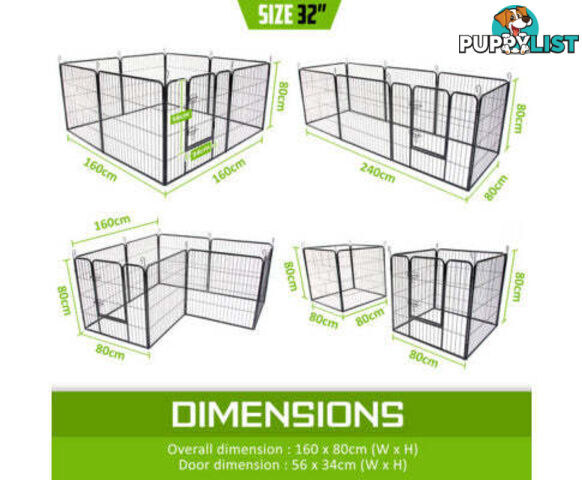 Paw Mate Pet Playpen Heavy Duty 8 Panel Foldable Dog Exercise Enclosure Fence Cage - V274-PET-PP30S