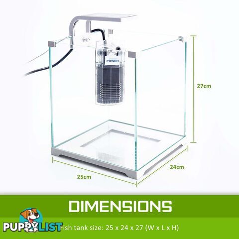 Aquarium Starfire Glass Fish Tank Set Filter Pump 16L - V274-AQ-FT16L