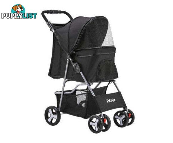 i.Pet 4 Wheel Pet Stroller - Black - PET-STROLLER-4WL-BK