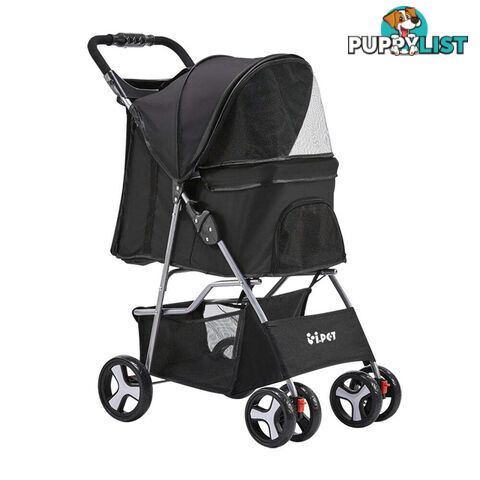 i.Pet 4 Wheel Pet Stroller - Black - PET-STROLLER-4WL-BK