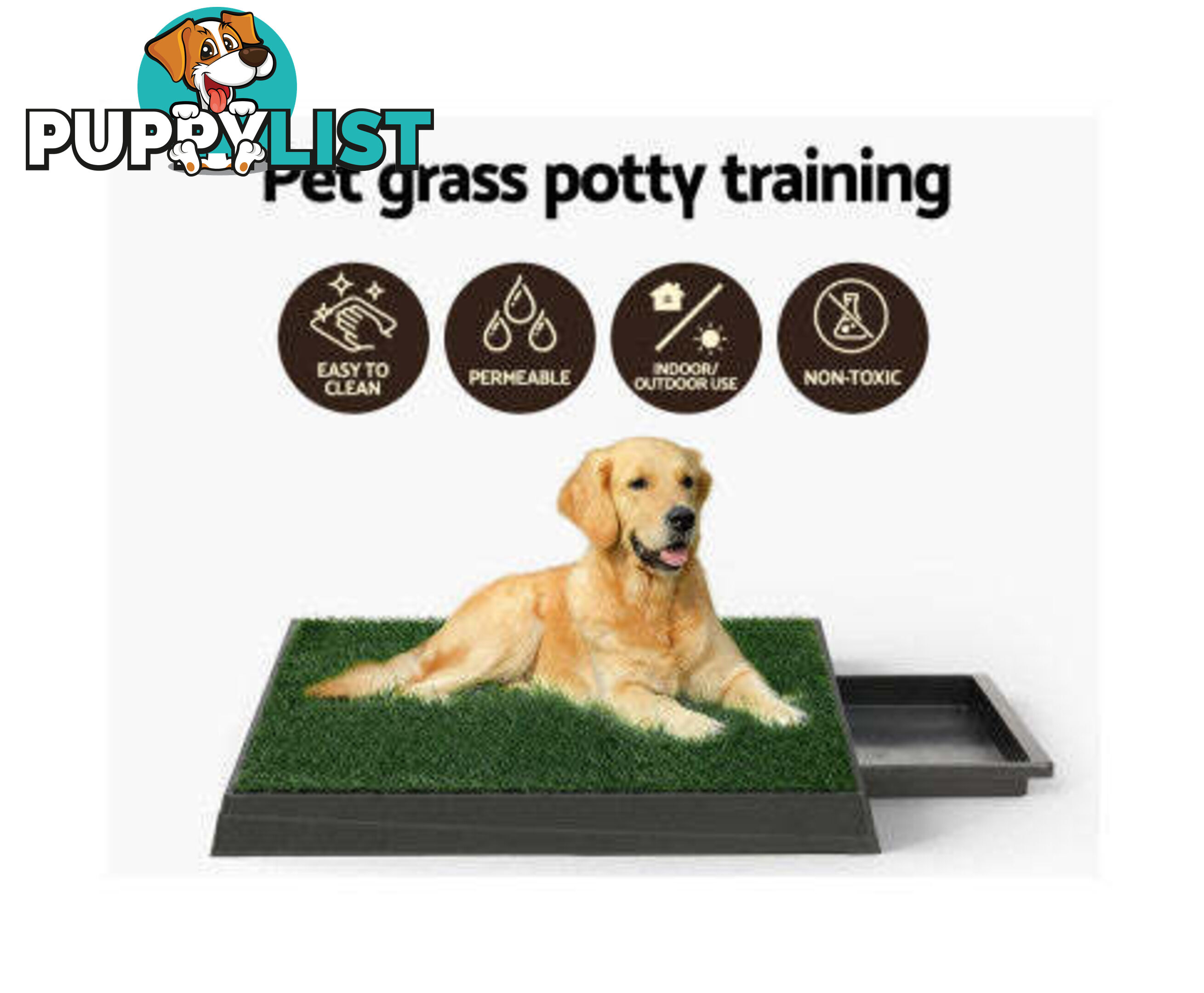 i.Pet Pet Training Pad With Tray Grass Mat - PET-PAD-GRASSX1