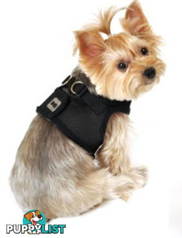 Vest Harness Pet Dog-Cat Step-in Velcro and Buckle Attachments - Moondidley Pets - MDPVESTXSBLK
