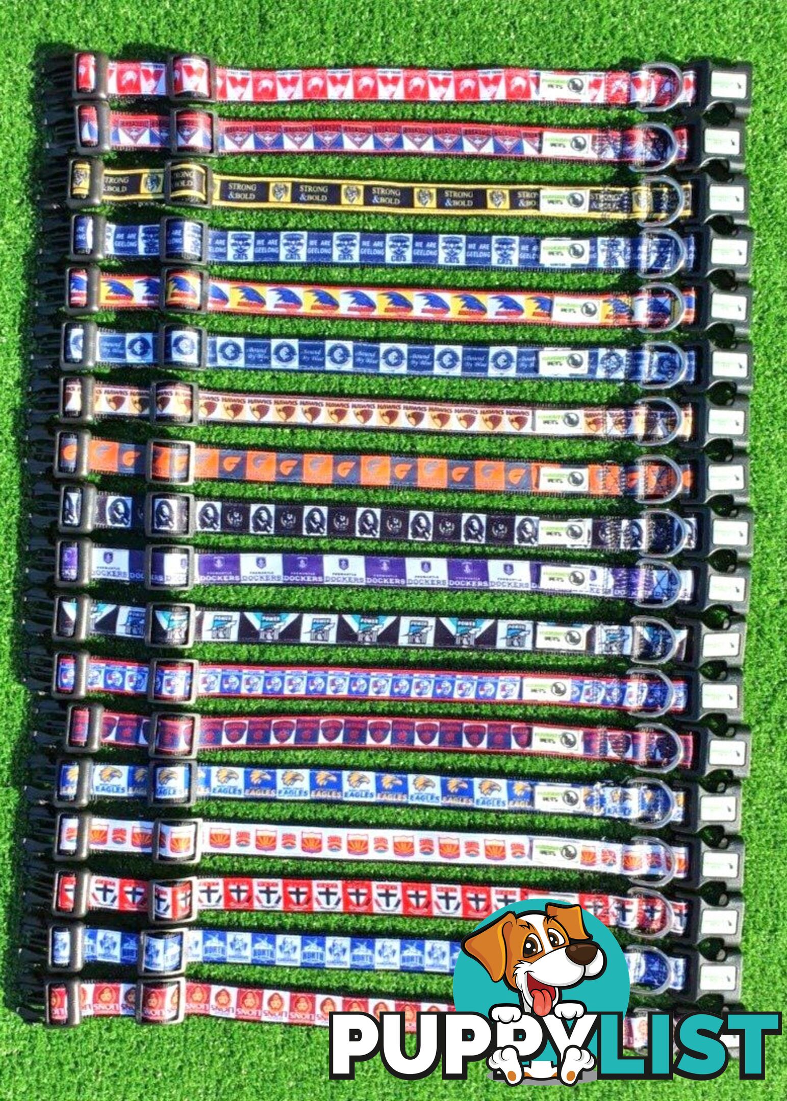 AFL Dog Collars, Footy - Aussie Rules - Moondidley Pets - MDPCOLAFLMCB