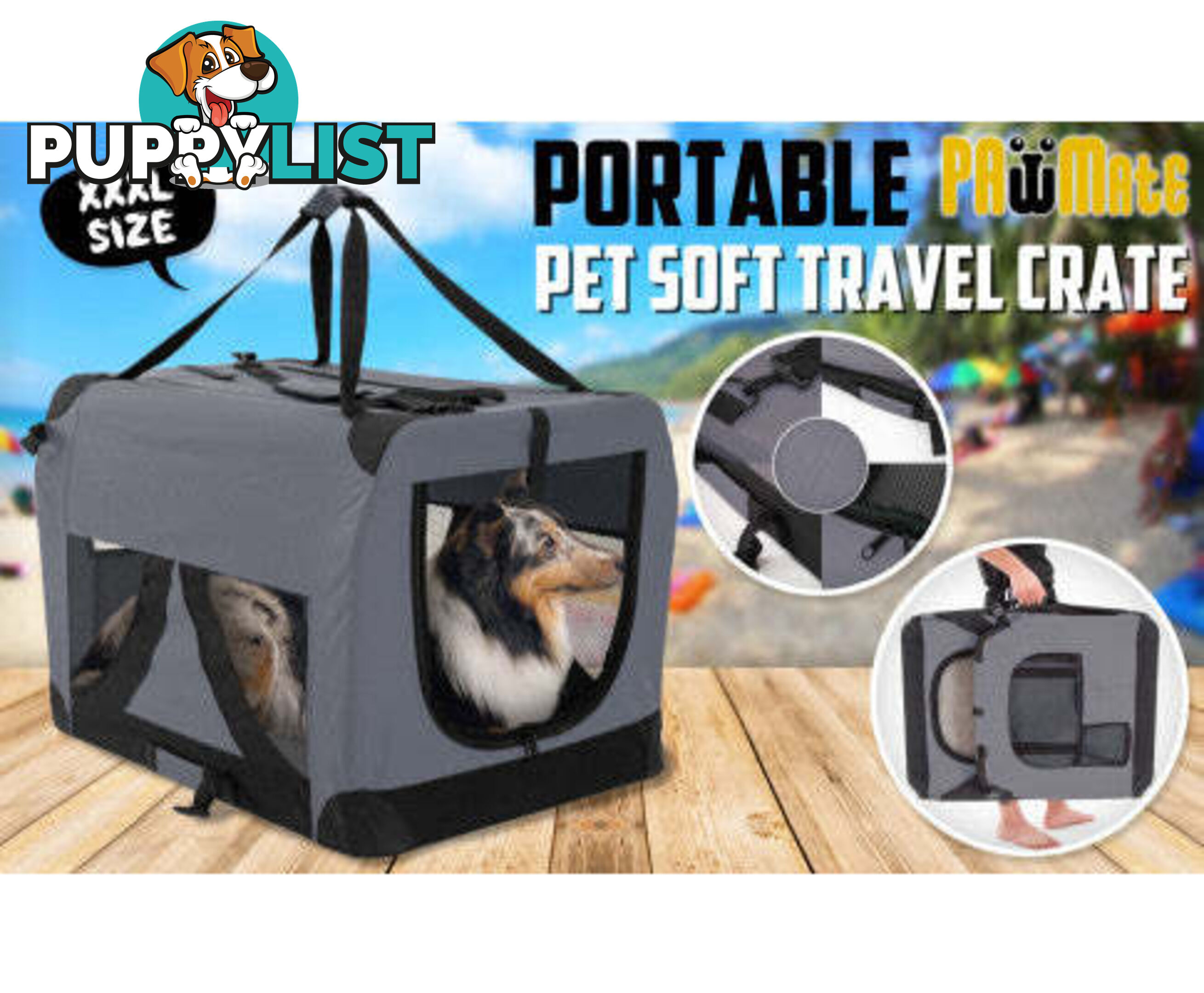 Paw Mate Portable Soft Dog Cage Crate Carrier - V274-PET-3002L-BU