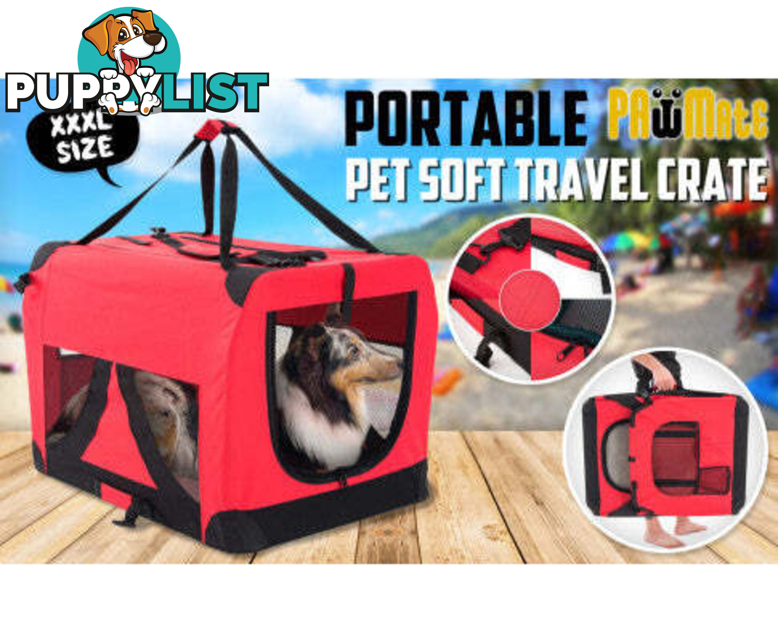 Paw Mate Portable Soft Dog Cage Crate Carrier - V274-PET-3002L-BU