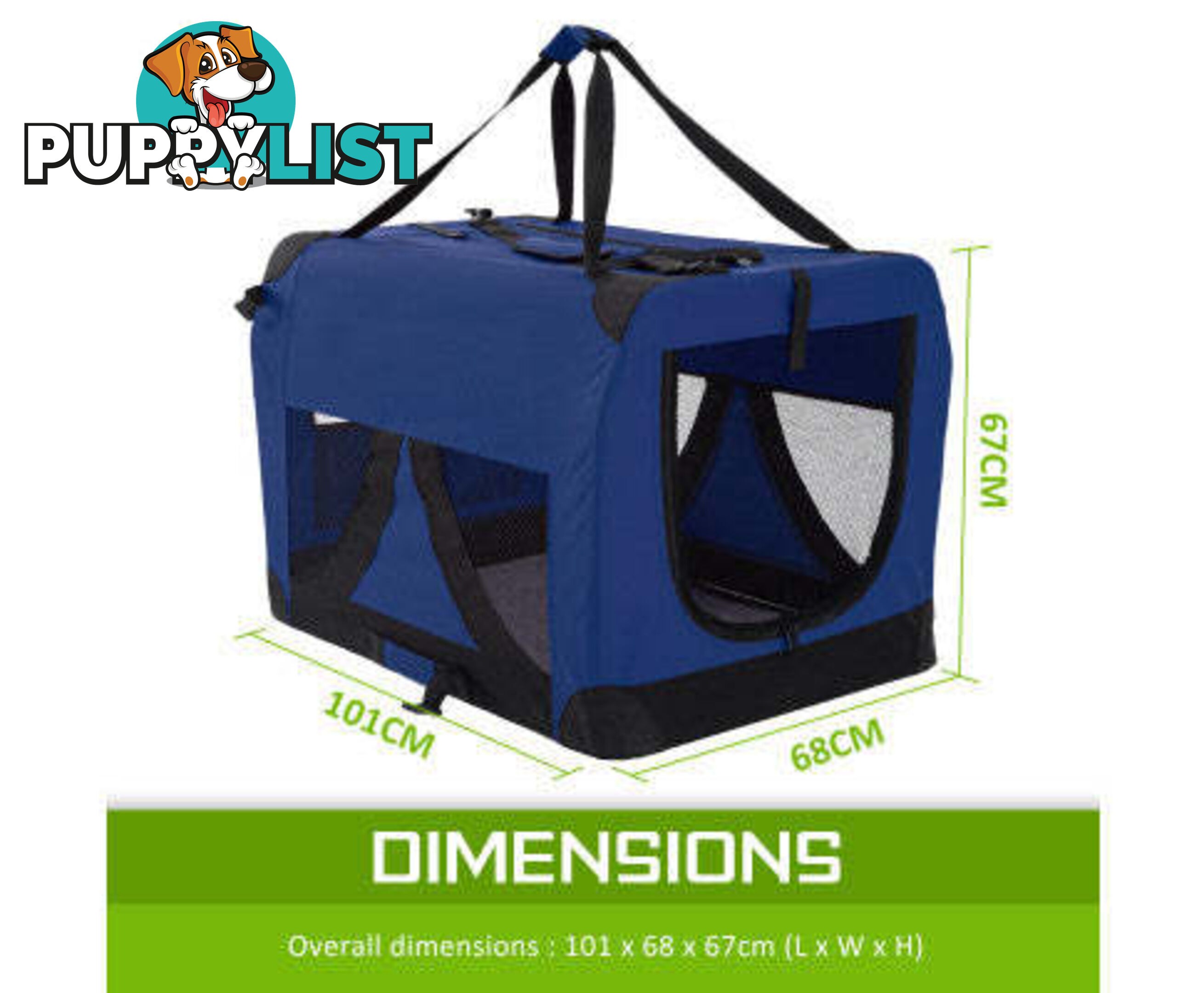 Paw Mate Portable Soft Dog Cage Crate Carrier - V274-PET-3002L-BU