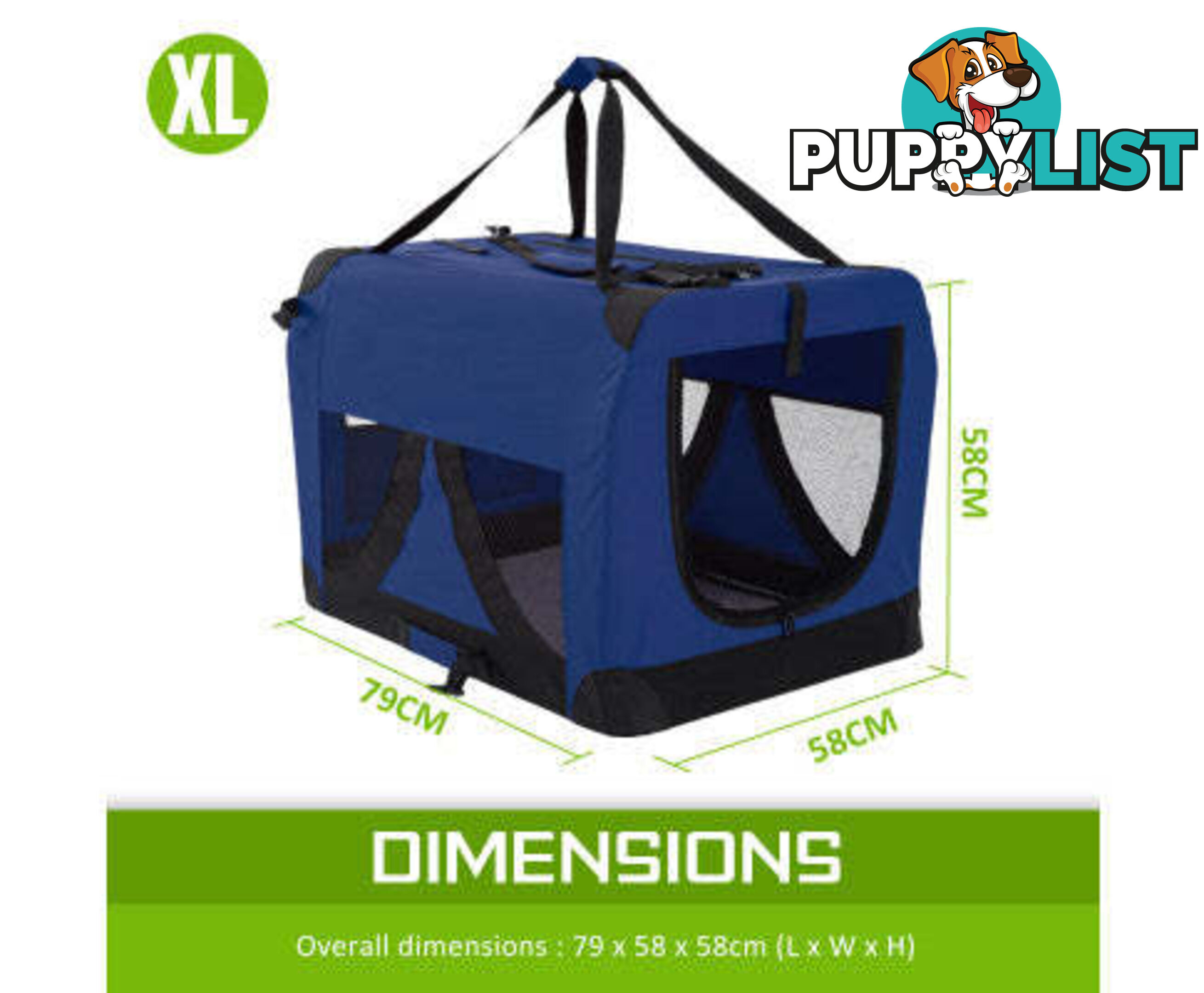 Paw Mate Portable Soft Dog Cage Crate Carrier - V274-PET-3002L-BU