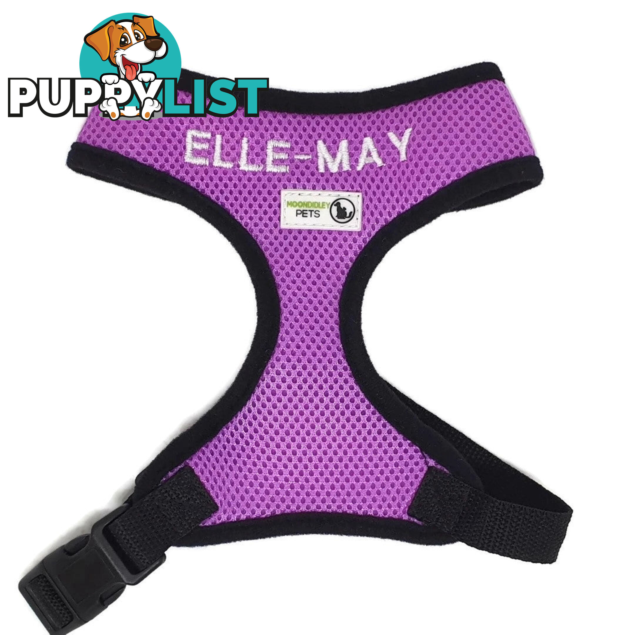 Doggie ID Harness Soft Air Mesh Personalised Embroidered - GC-HAR-ID-GRN-XS