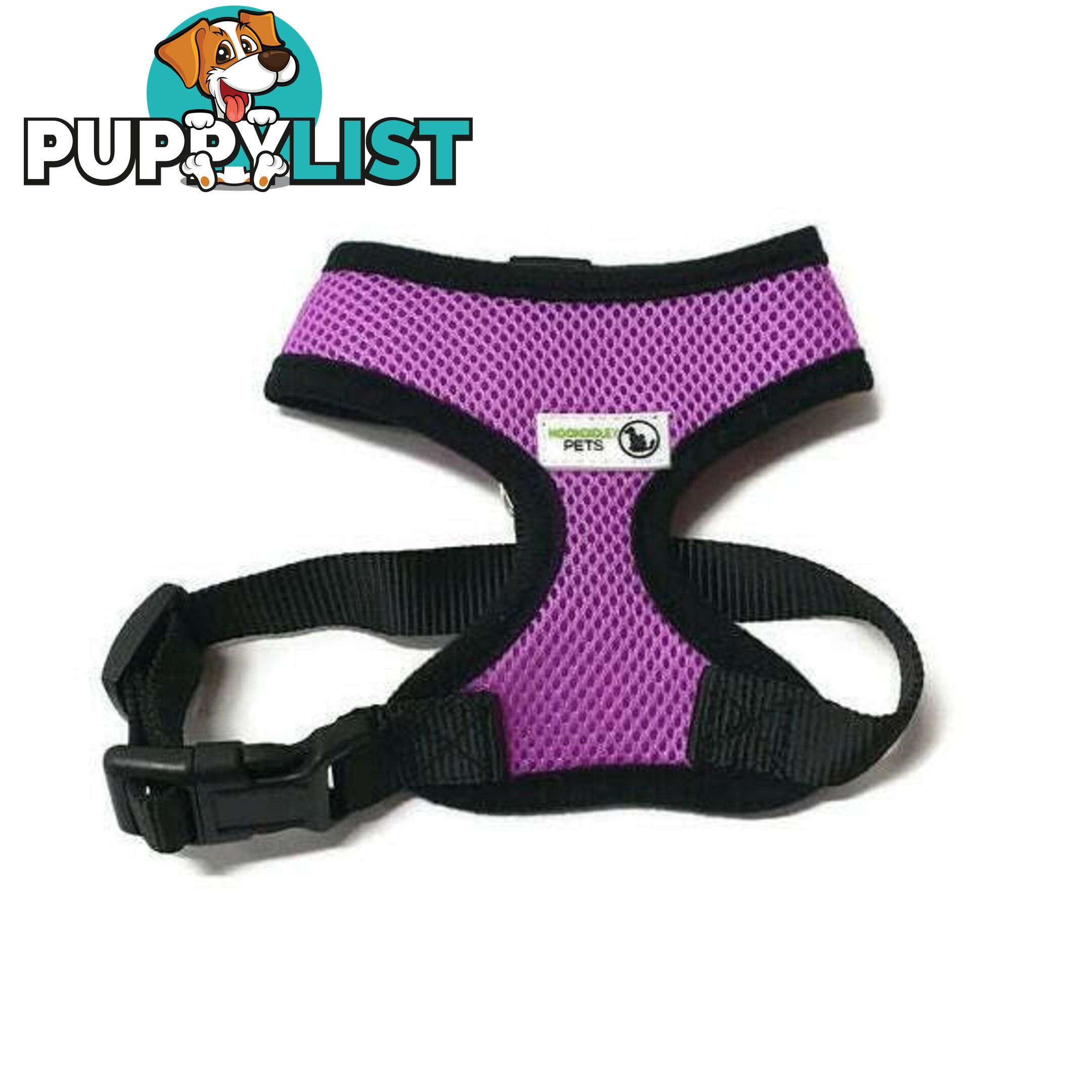 Pet Harness Soft Air Mesh Padded Adjustable  - Moondidley Pets - MDPHARMESXSLBL