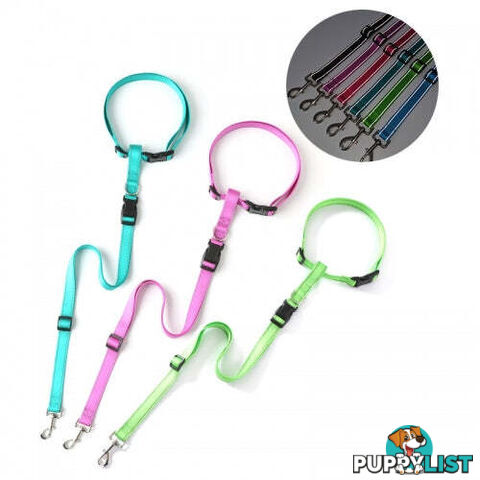 Hands Free Runner/Walker Waist Dog Leash Reflective- Moondidley Pets - MDPLDRUNPNK