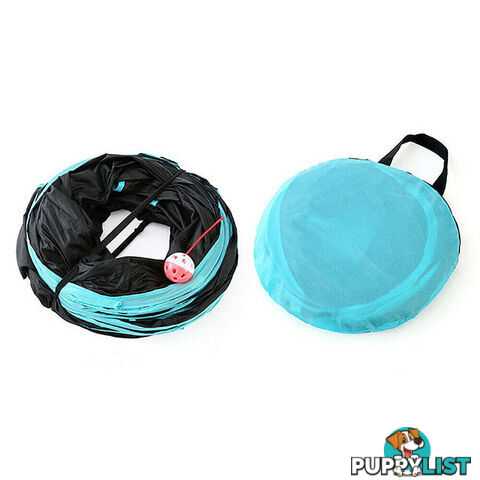 Pet Cat Kitten Puppy 4-Way Tunnel Play Toy Foldable Funny Exercise Tunnel Rabbit - V201-FDZ0727BL8AU