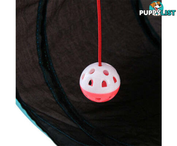 Pet Cat Kitten Puppy 4-Way Tunnel Play Toy Foldable Funny Exercise Tunnel Rabbit - V201-FDZ0727BL8AU