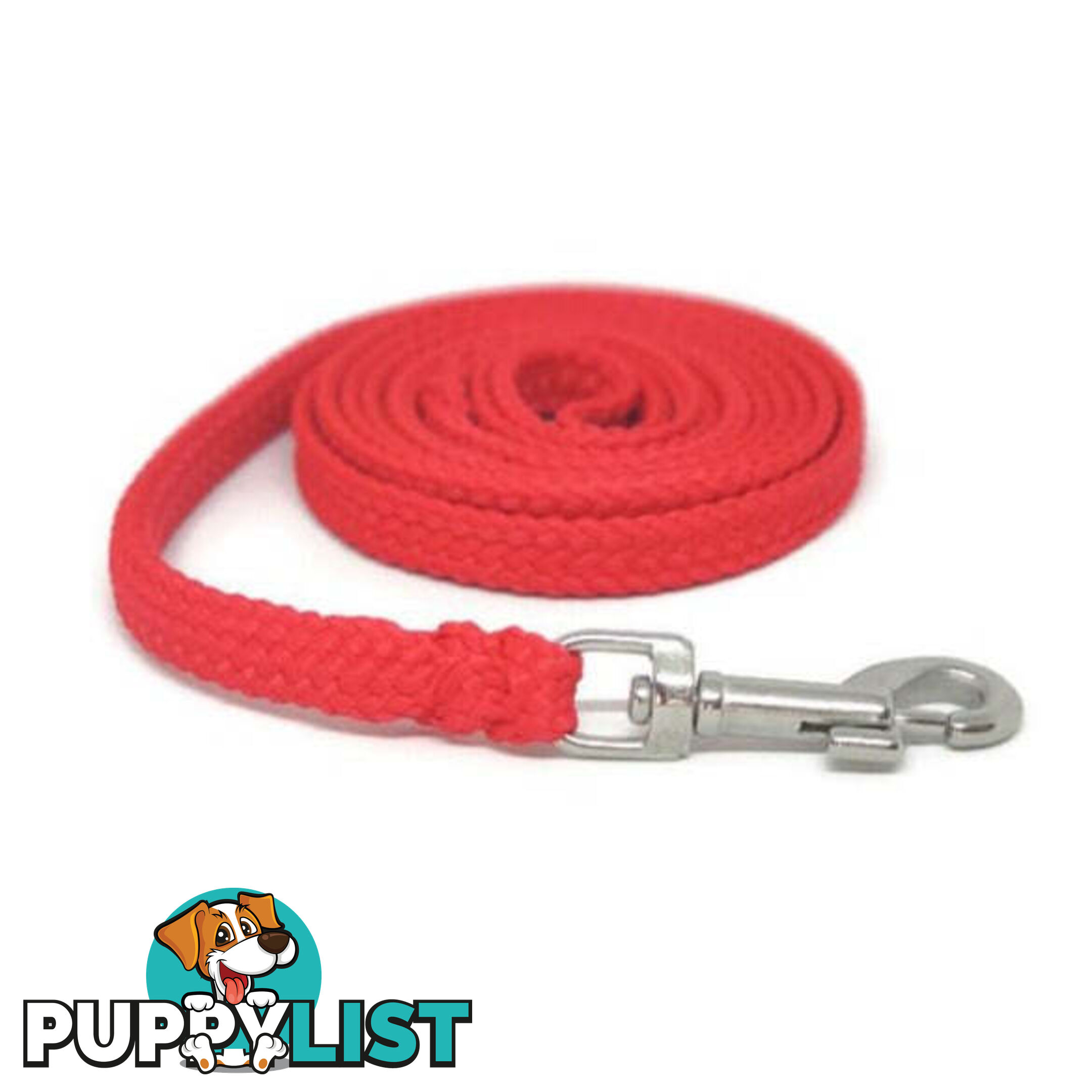 1.8m to 10m Long Dog Lead No Stitching Tough Yarnix 10mm Wide - YNXLD10-1.8-RD-SS