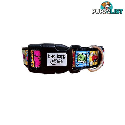 Comic Mania Dog Collar / XS - L - Hand Made by The Bark Side - TBSCOMSMLYEL