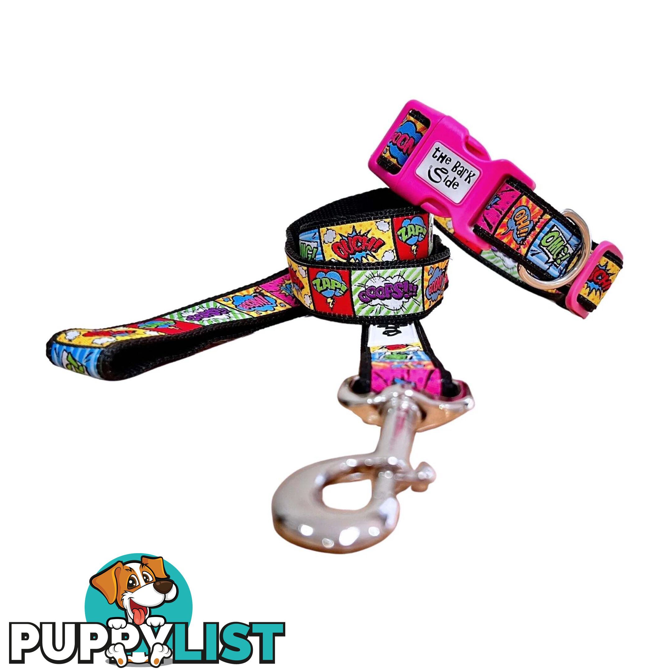 Comic Mania Dog Collar / XS - L - Hand Made by The Bark Side - TBSCOMSMLYEL