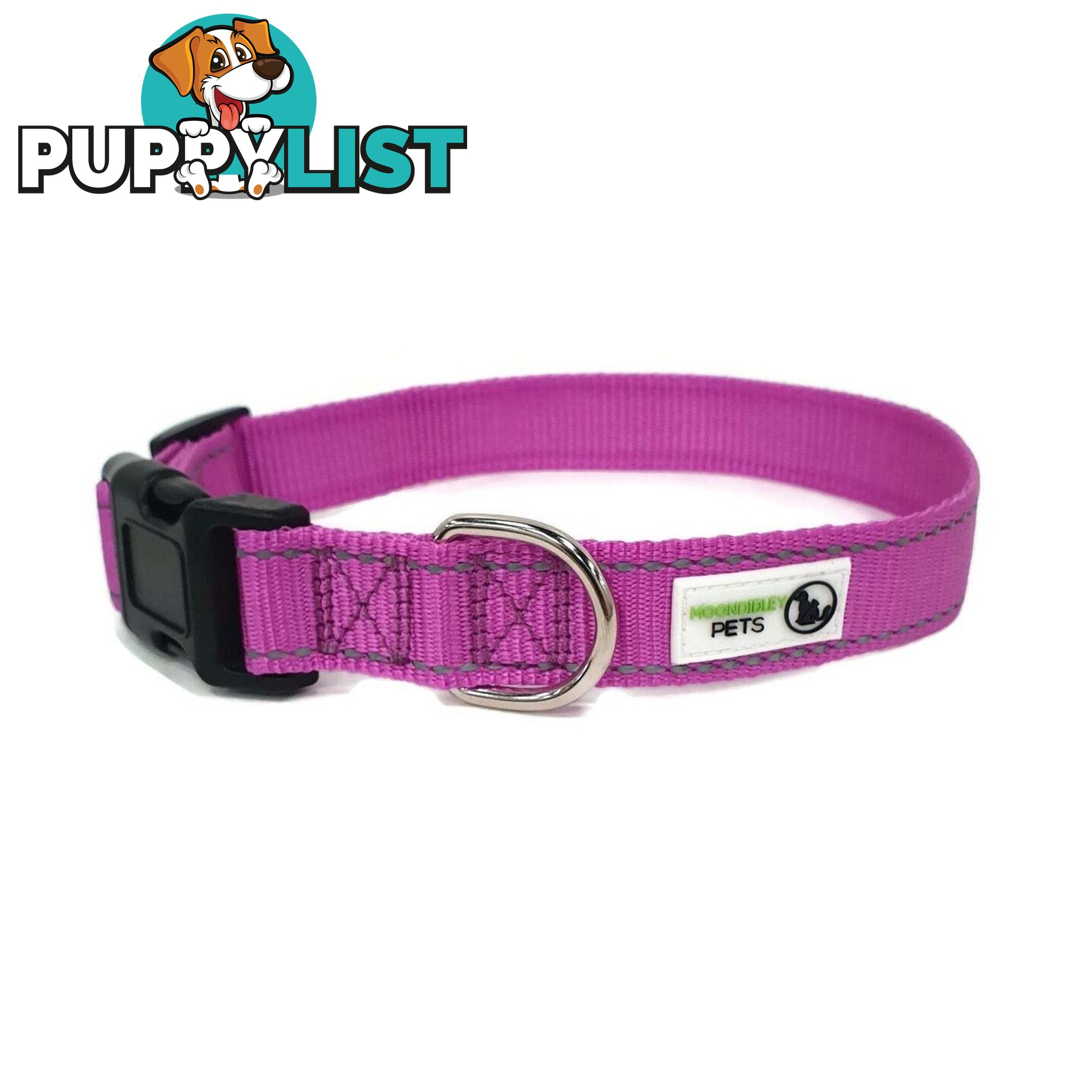 Nylon w/Reflective Stitching Dog Collar - Moondidley Pets - MDPCOLREFSPUR