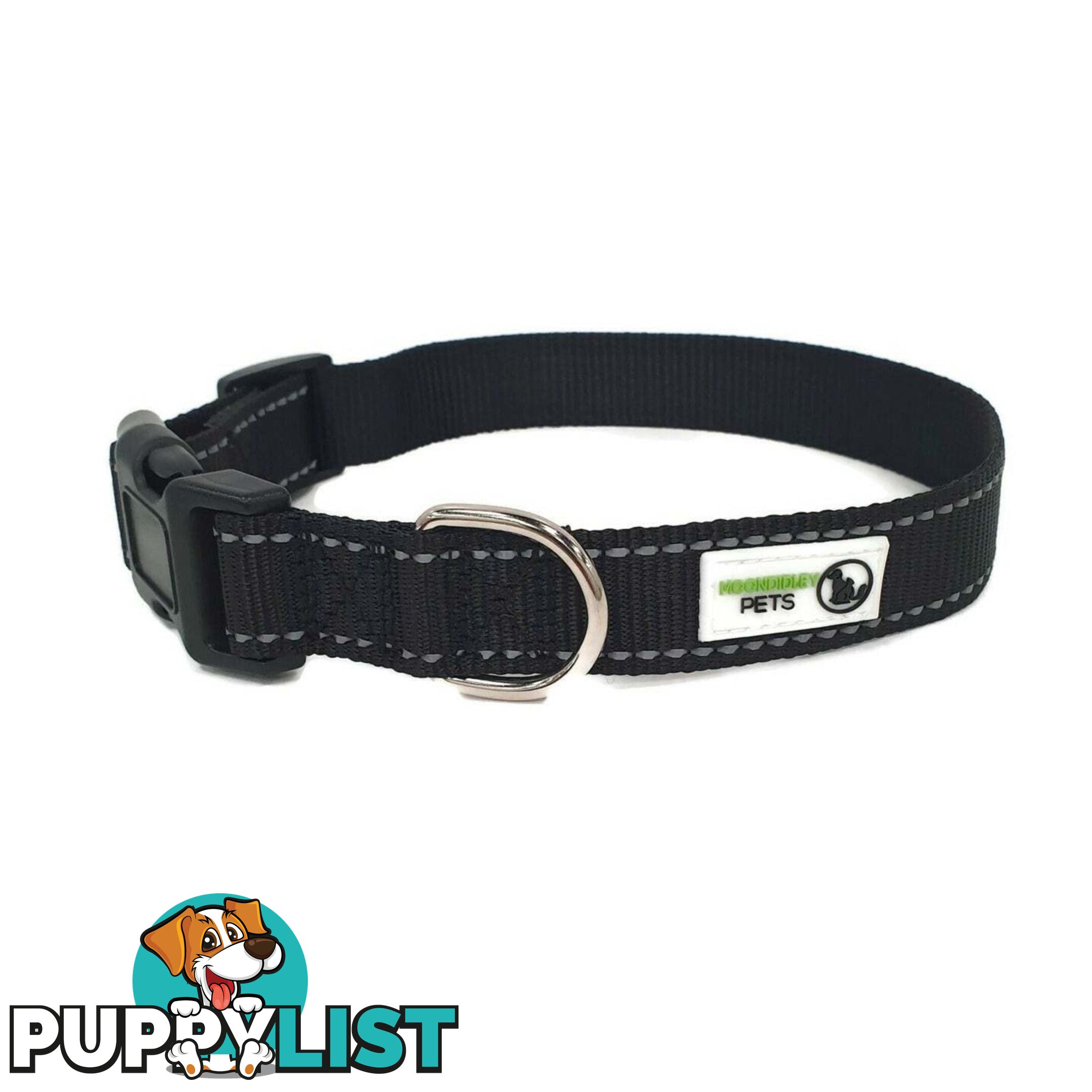 Nylon w/Reflective Stitching Dog Collar - Moondidley Pets - MDPCOLREFSPUR