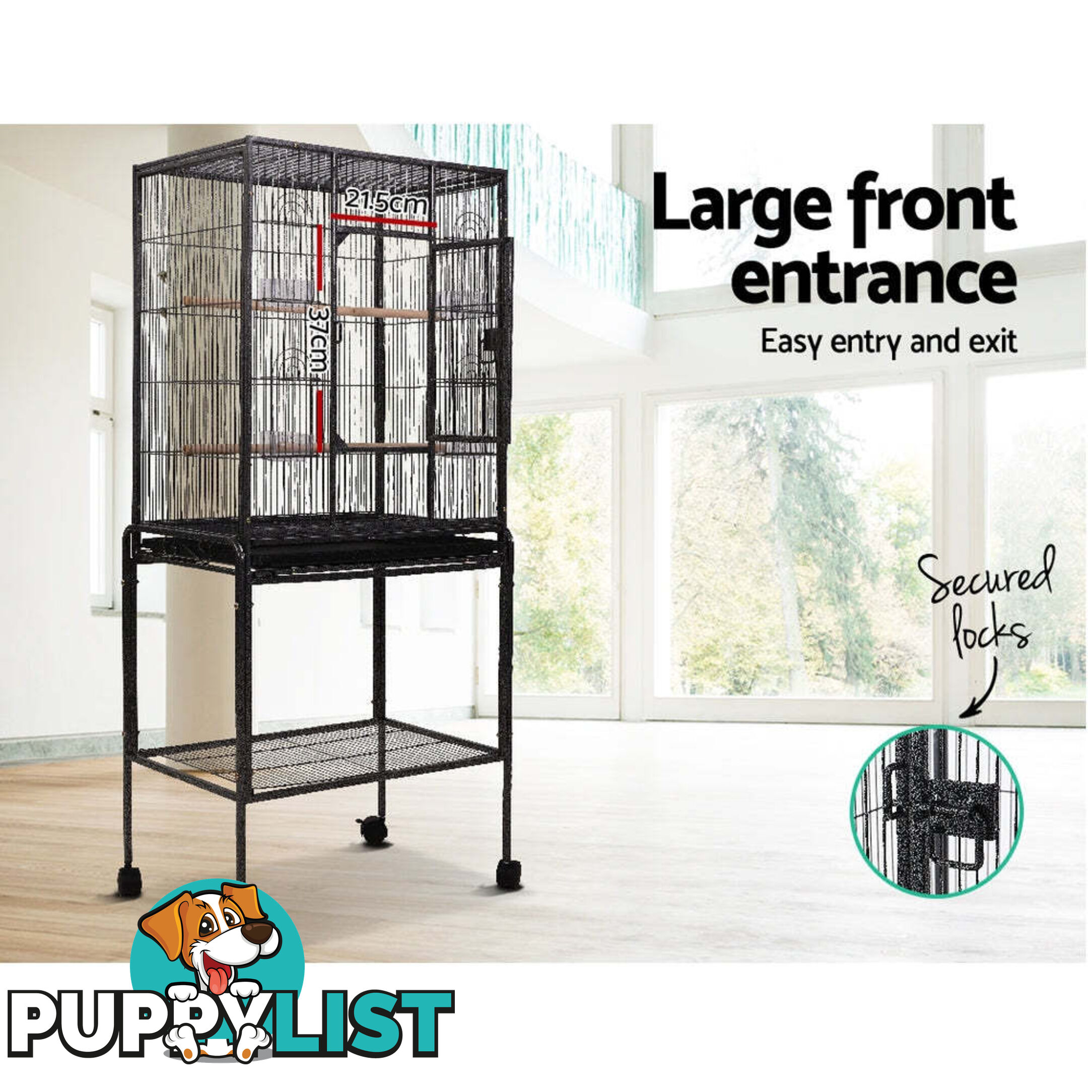 i.Pet Bird Cage 144cm Large Aviary - PET-BIRDCAGE-B030-BK