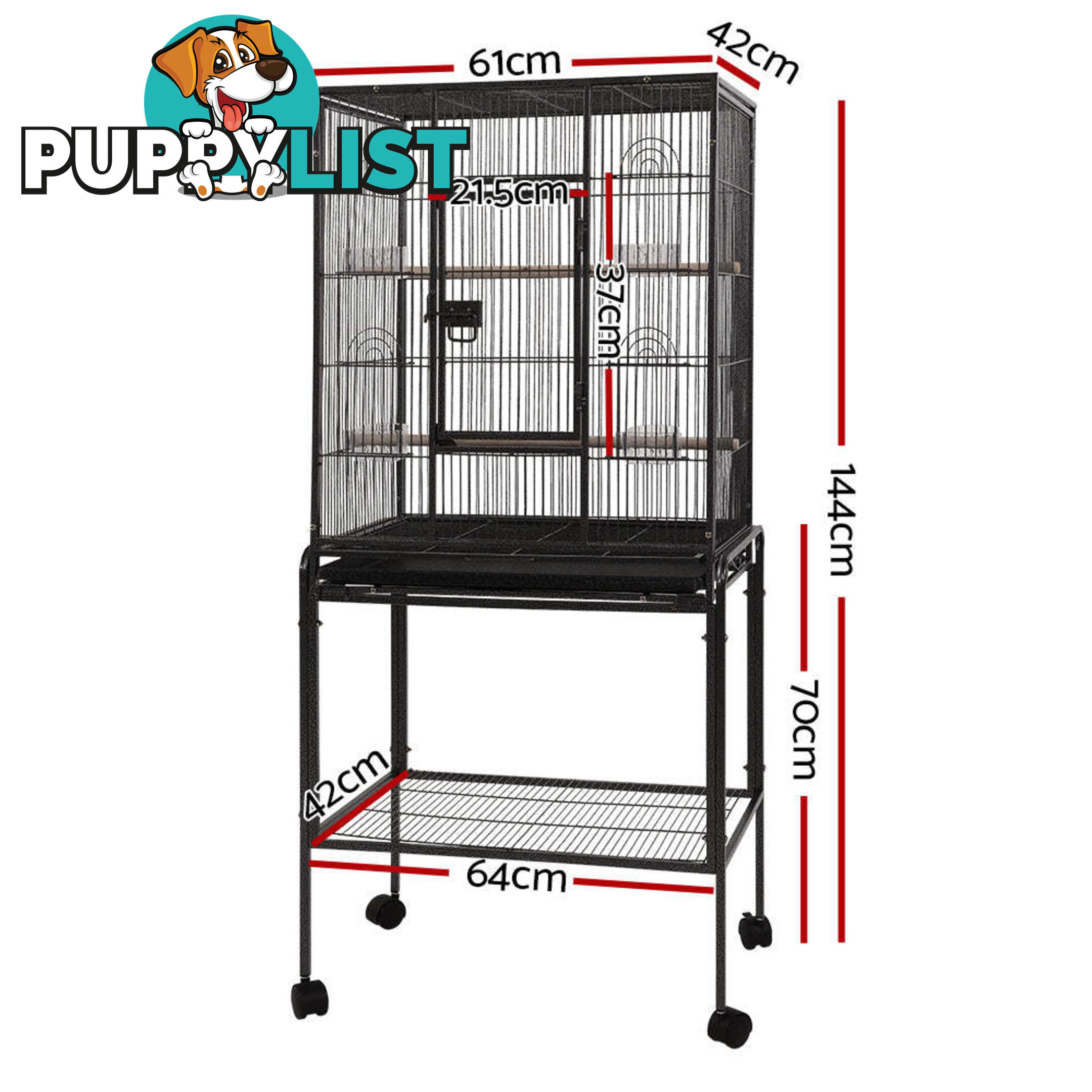 i.Pet Bird Cage 144cm Large Aviary - PET-BIRDCAGE-B030-BK