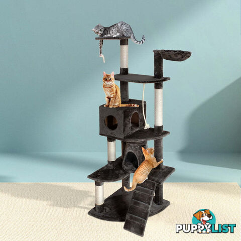 i.Pet Cat Tree 193cm Tower Scratching Post Scratcher Condo House Trees Grey - PET-CAT-HSCT018-GR