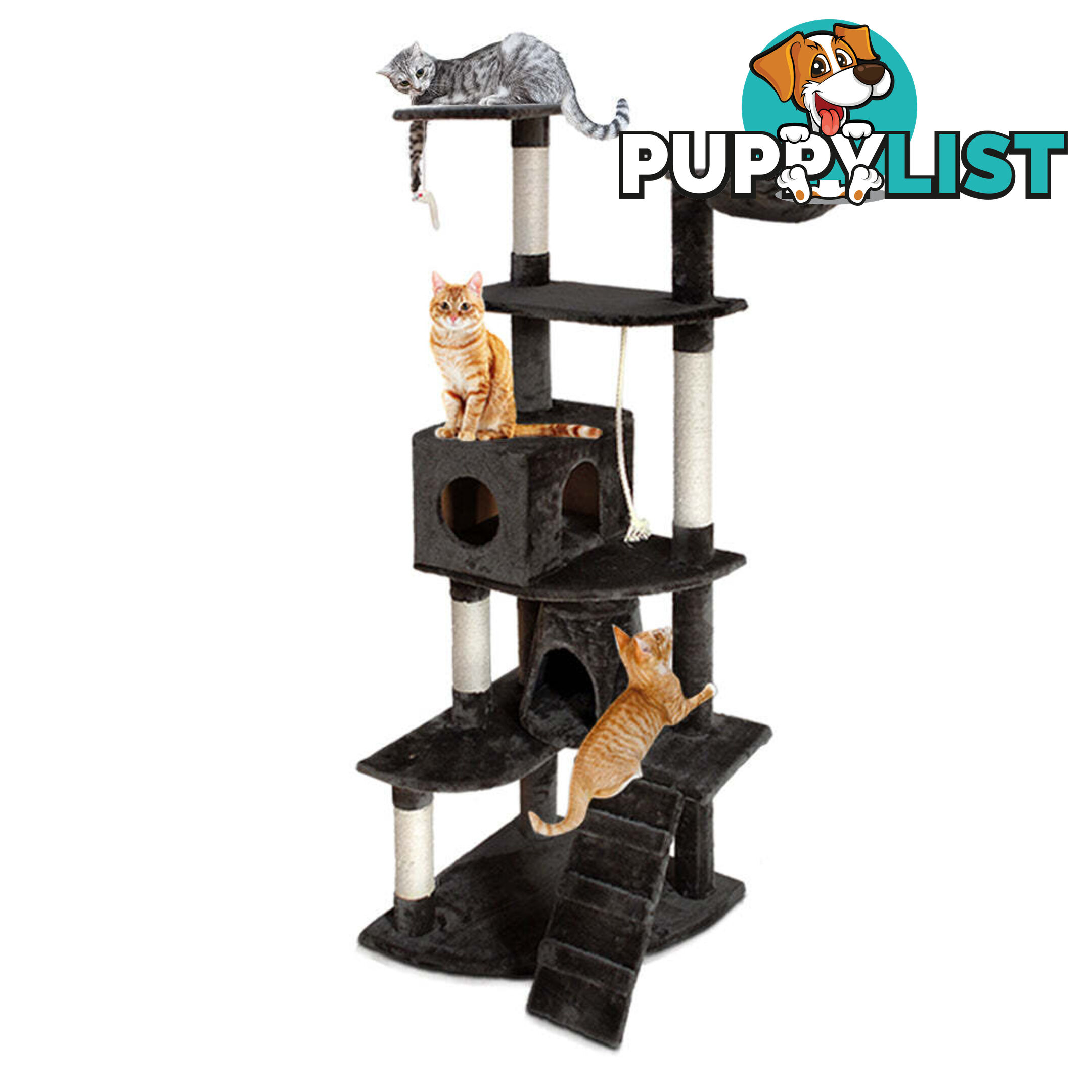 i.Pet Cat Tree 193cm Tower Scratching Post Scratcher Condo House Trees Grey - PET-CAT-HSCT018-GR