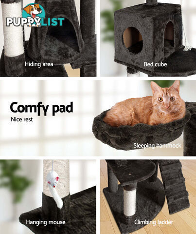 i.Pet Cat Tree 193cm Tower Scratching Post Scratcher Condo House Trees Grey - PET-CAT-HSCT018-GR