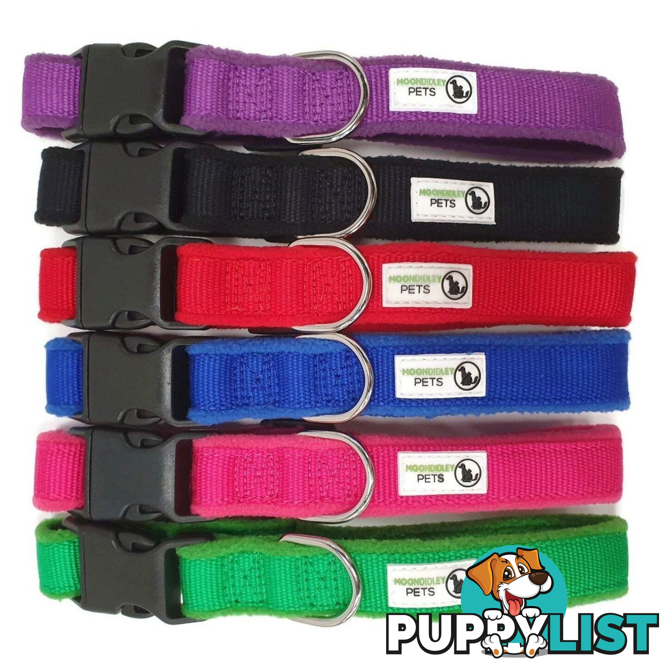 100% Pure Bamboo Fibre w/Fleece Lining Dog Collar Plastic Buckle - Moondidley Pets - MDPCOLFLESPNK