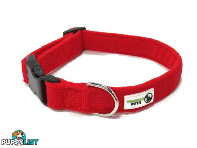 100% Pure Bamboo Fibre w/Fleece Lining Dog Collar Plastic Buckle - Moondidley Pets - MDPCOLFLESPNK
