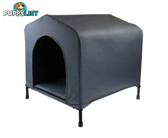 YES4PETS Grey Portable, Flea and Mite Resistant Dog Kennel with Cushion - V278-68397-M-ELEVATED-HOUSE