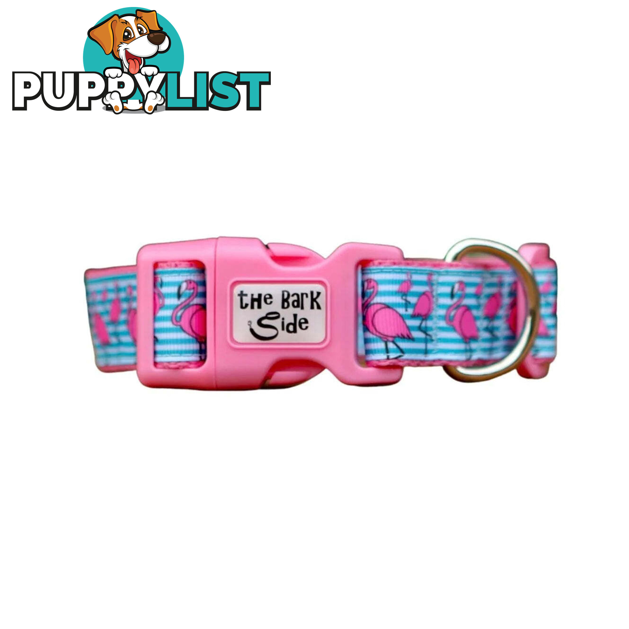 Flamingo Dog Collar - Hand Made by The Bark Side - TBSFLMSMLPNK