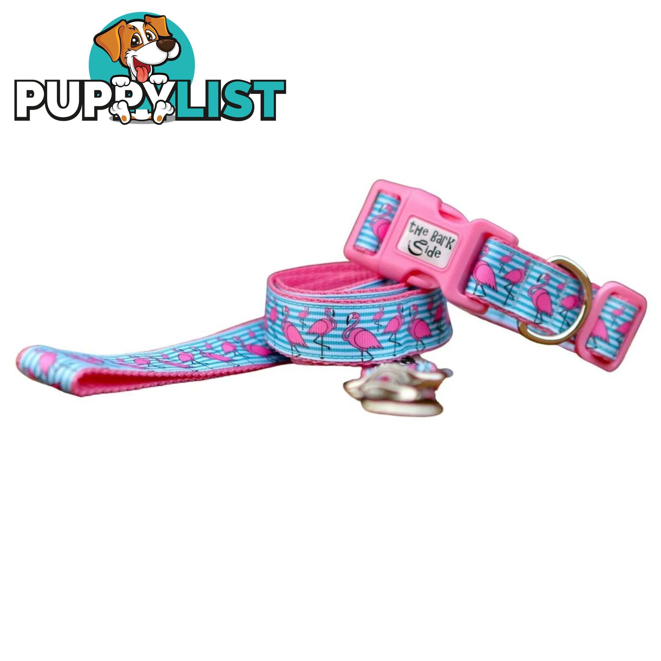 Flamingo Dog Collar - Hand Made by The Bark Side - TBSFLMSMLPNK