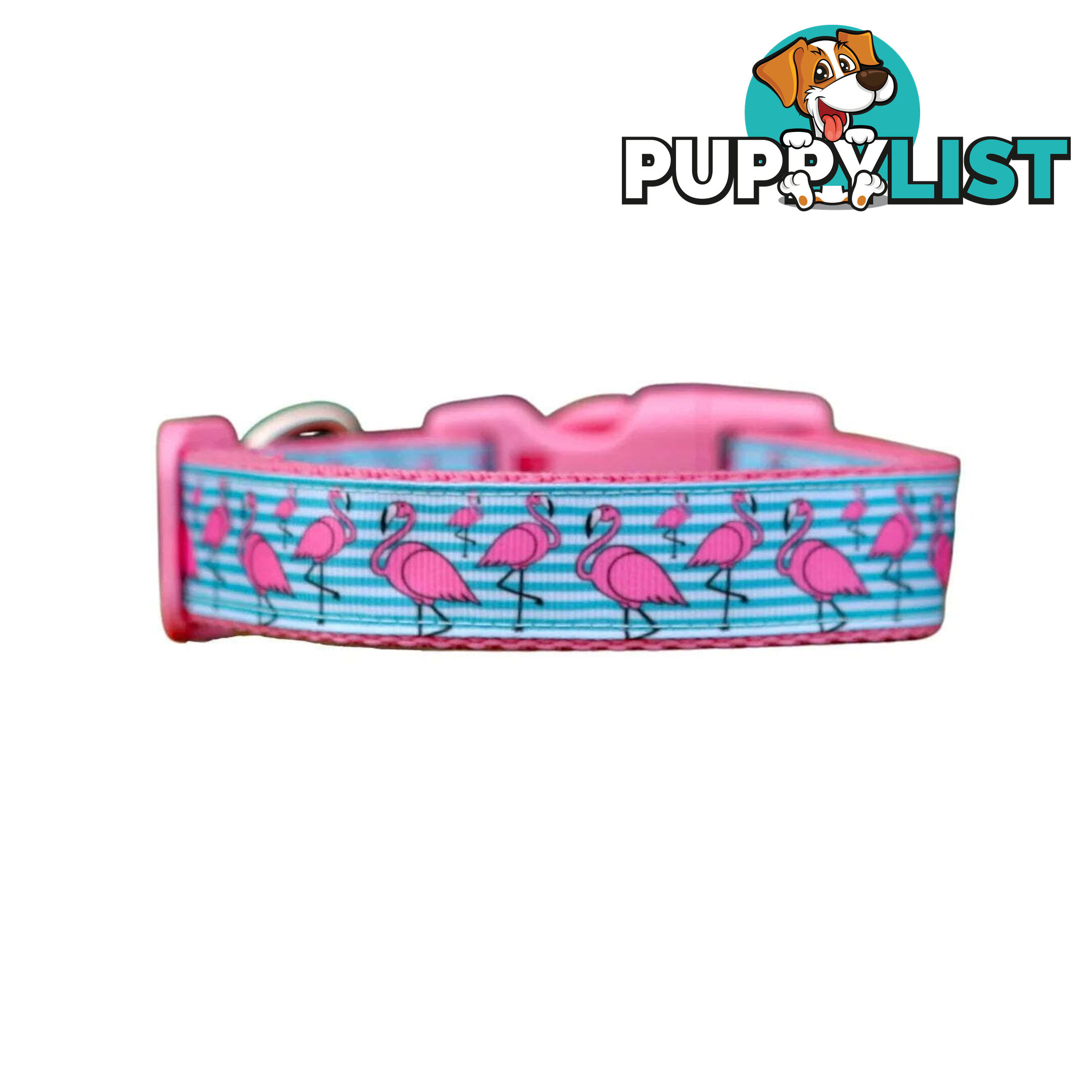 Flamingo Dog Collar - Hand Made by The Bark Side - TBSFLMSMLPNK