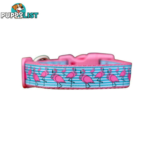 Flamingo Dog Collar - Hand Made by The Bark Side - TBSFLMSMLPNK