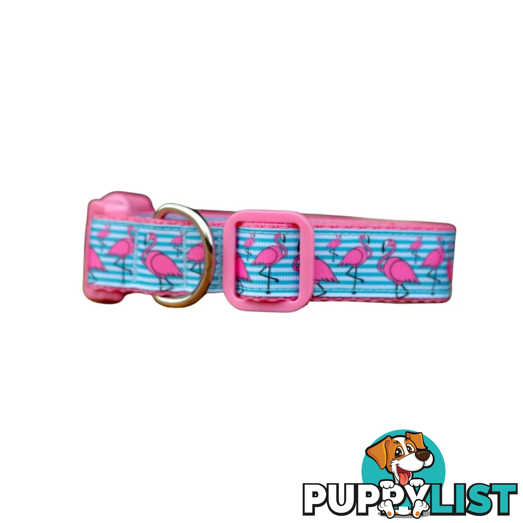 Flamingo Dog Collar - Hand Made by The Bark Side - TBSFLMSMLPNK