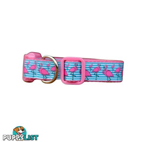 Flamingo Dog Collar - Hand Made by The Bark Side - TBSFLMSMLPNK