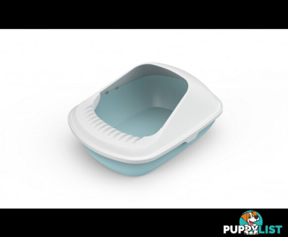 YES4PETS 2 X Cat Litter Box Tray with Shovel - Kitty Toilet Semi-Enclosed - V278-2-X-MSP-B01-BLUE