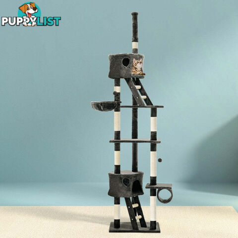 i.Pet Cat Tree 260cm Tower Scratching Post Scratcher Condo House Trees Grey - PET-CAT-HSCT260-GR