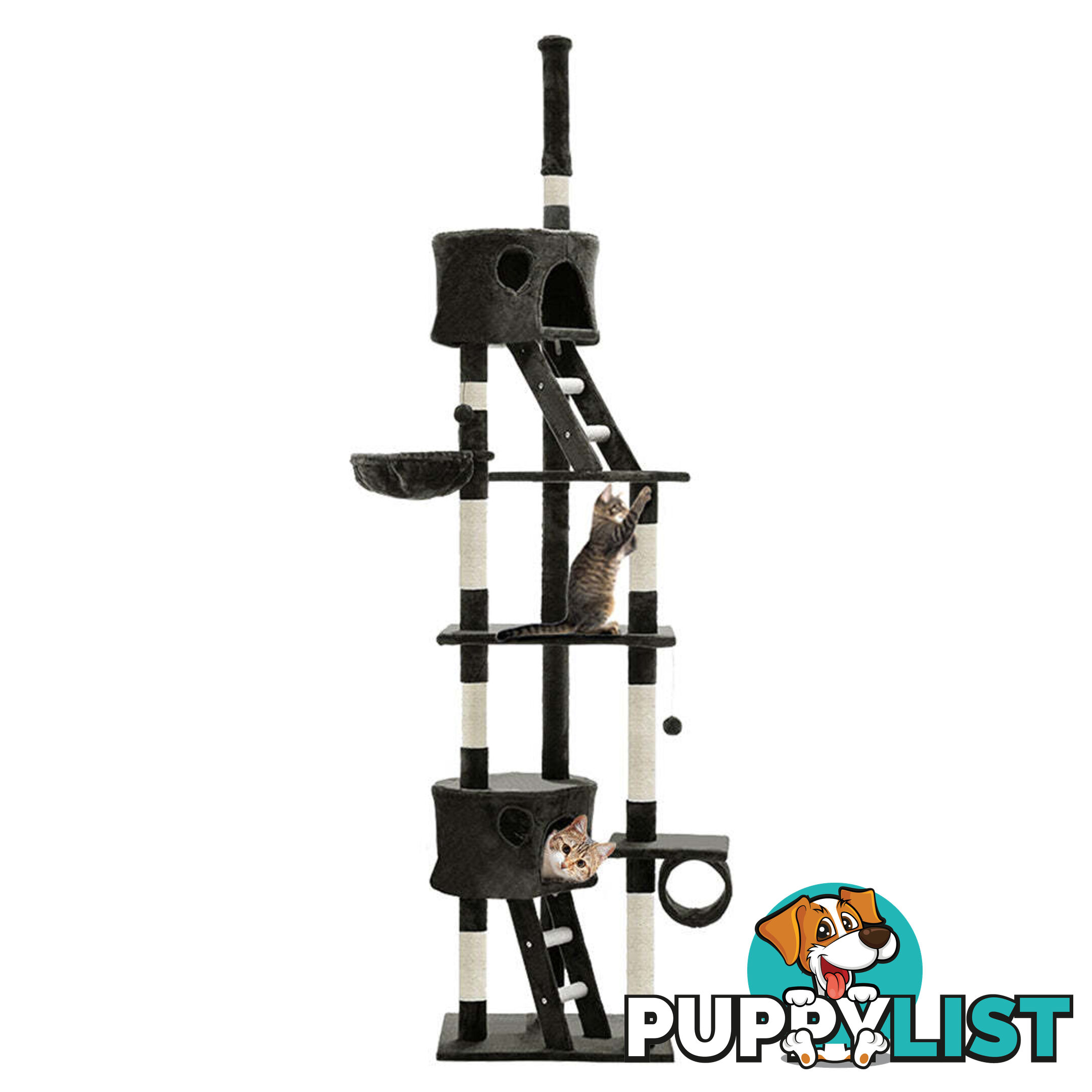 i.Pet Cat Tree 260cm Tower Scratching Post Scratcher Condo House Trees Grey - PET-CAT-HSCT260-GR
