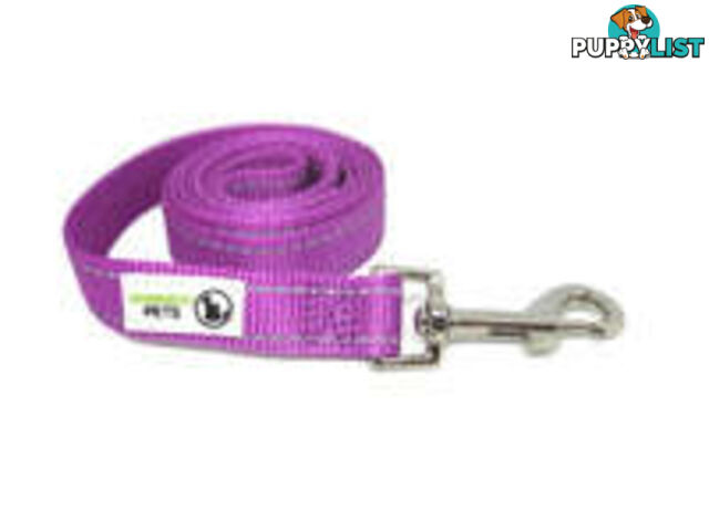 3m Long Nylon w/Reflective Stitching Dog Lead - Moondidley Pets - MDPLDREFPUR203