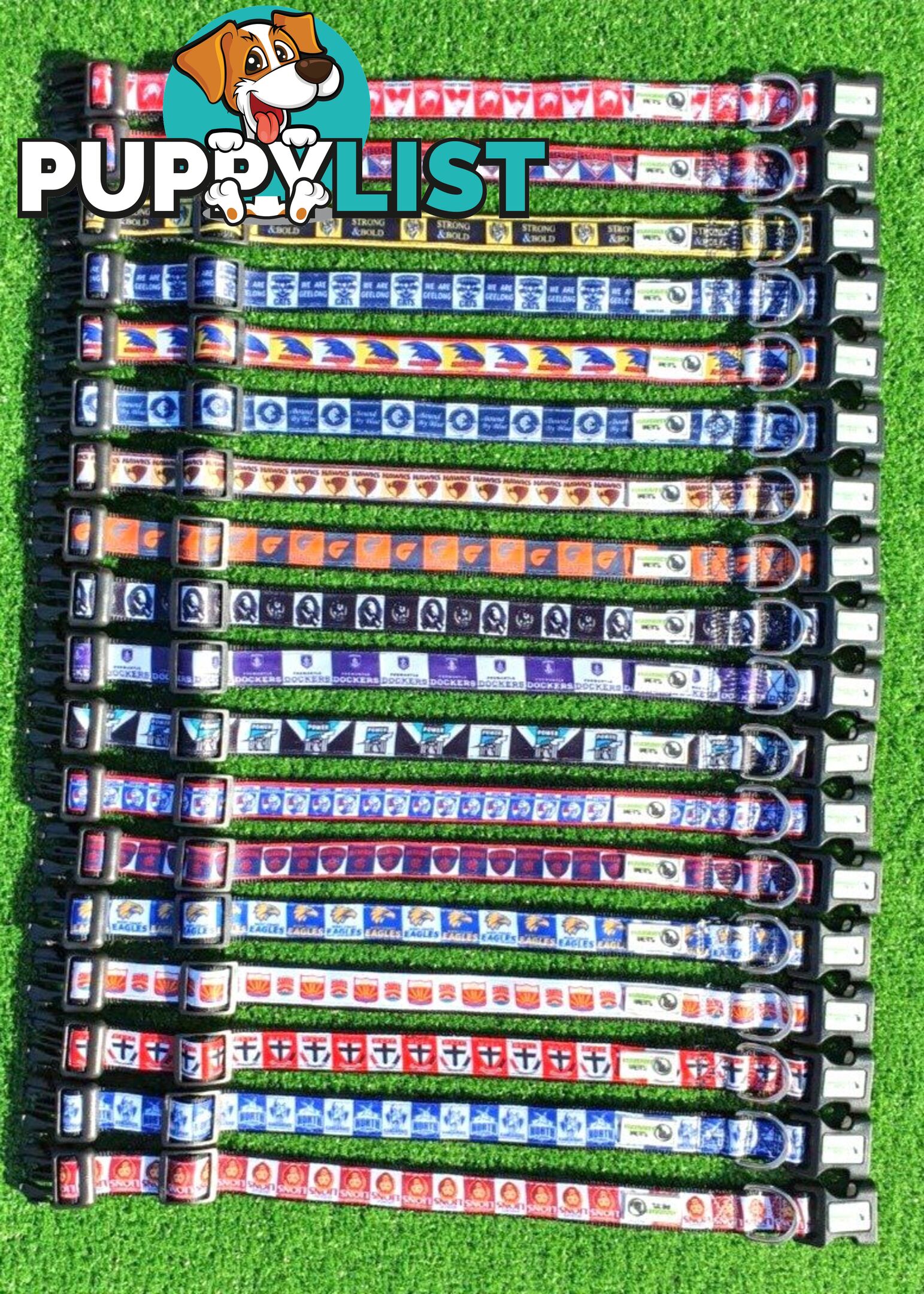 AFL Dog Collars, Footy - Aussie Rules - Moondidley Pets - MDPCOLAFXSCB