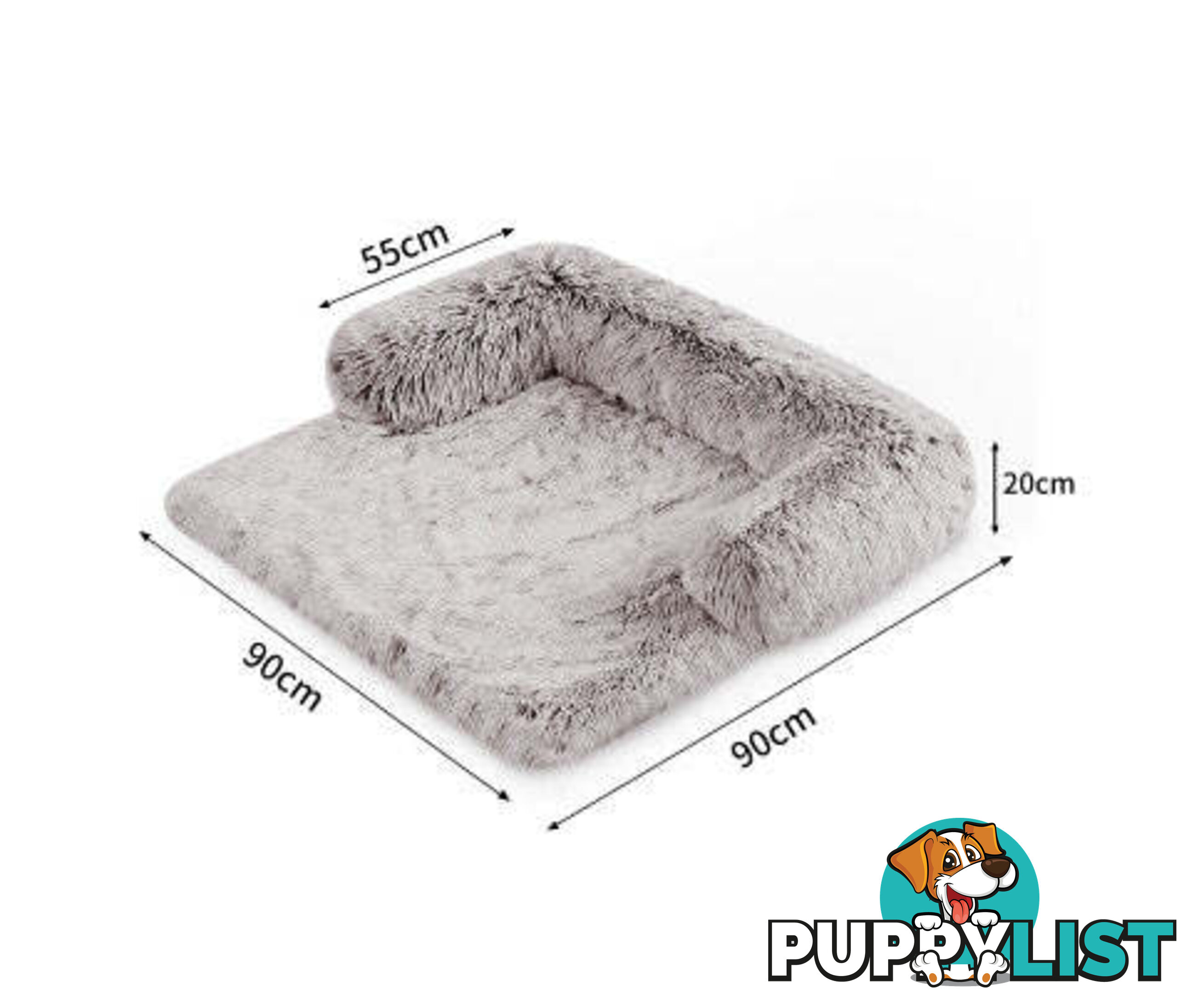 Pet Sofa Bed Dog Cover - Calming Sofa Protector Cushion/Plush Mat - V360-PTPC0003-GC-L