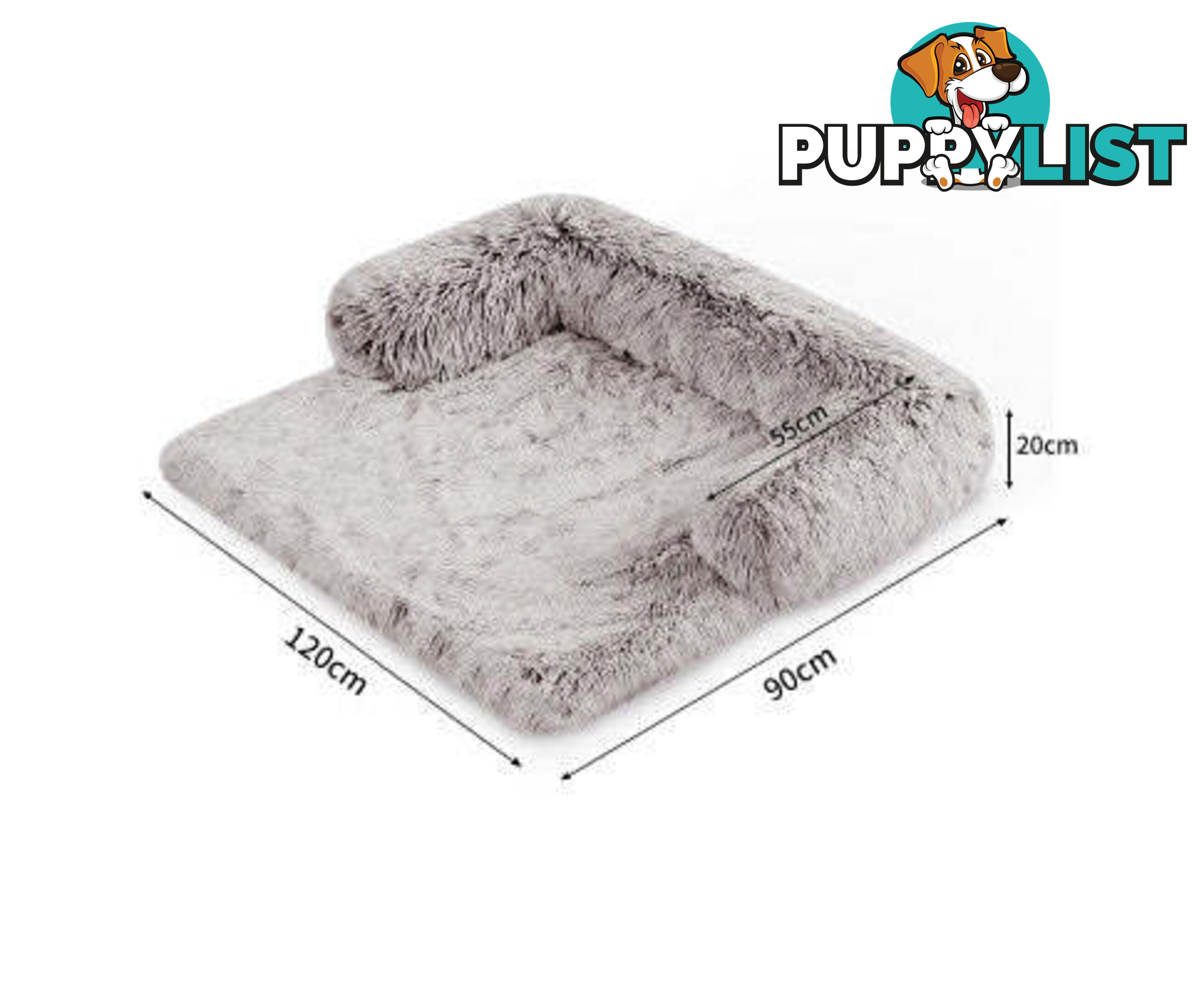 Pet Sofa Bed Dog Cover - Calming Sofa Protector Cushion/Plush Mat - V360-PTPC0003-GC-L