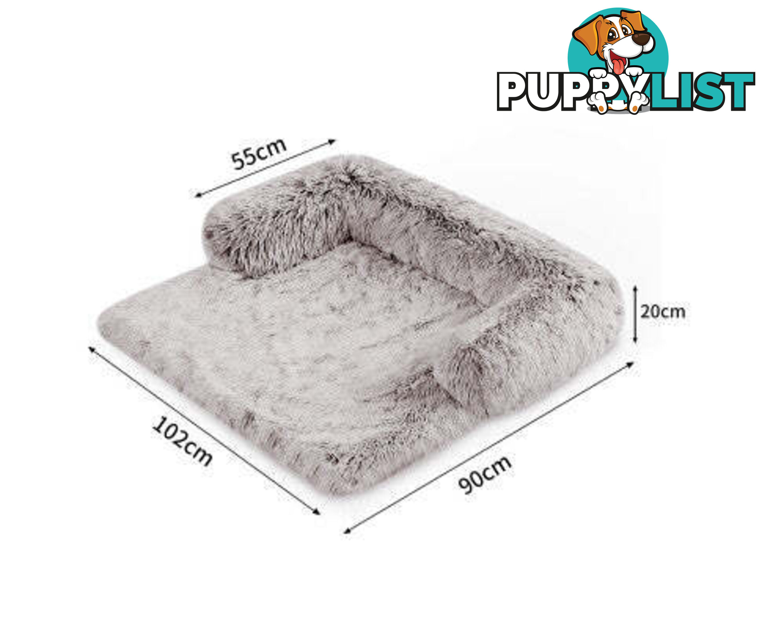 Pet Sofa Bed Dog Cover - Calming Sofa Protector Cushion/Plush Mat - V360-PTPC0003-GC-L