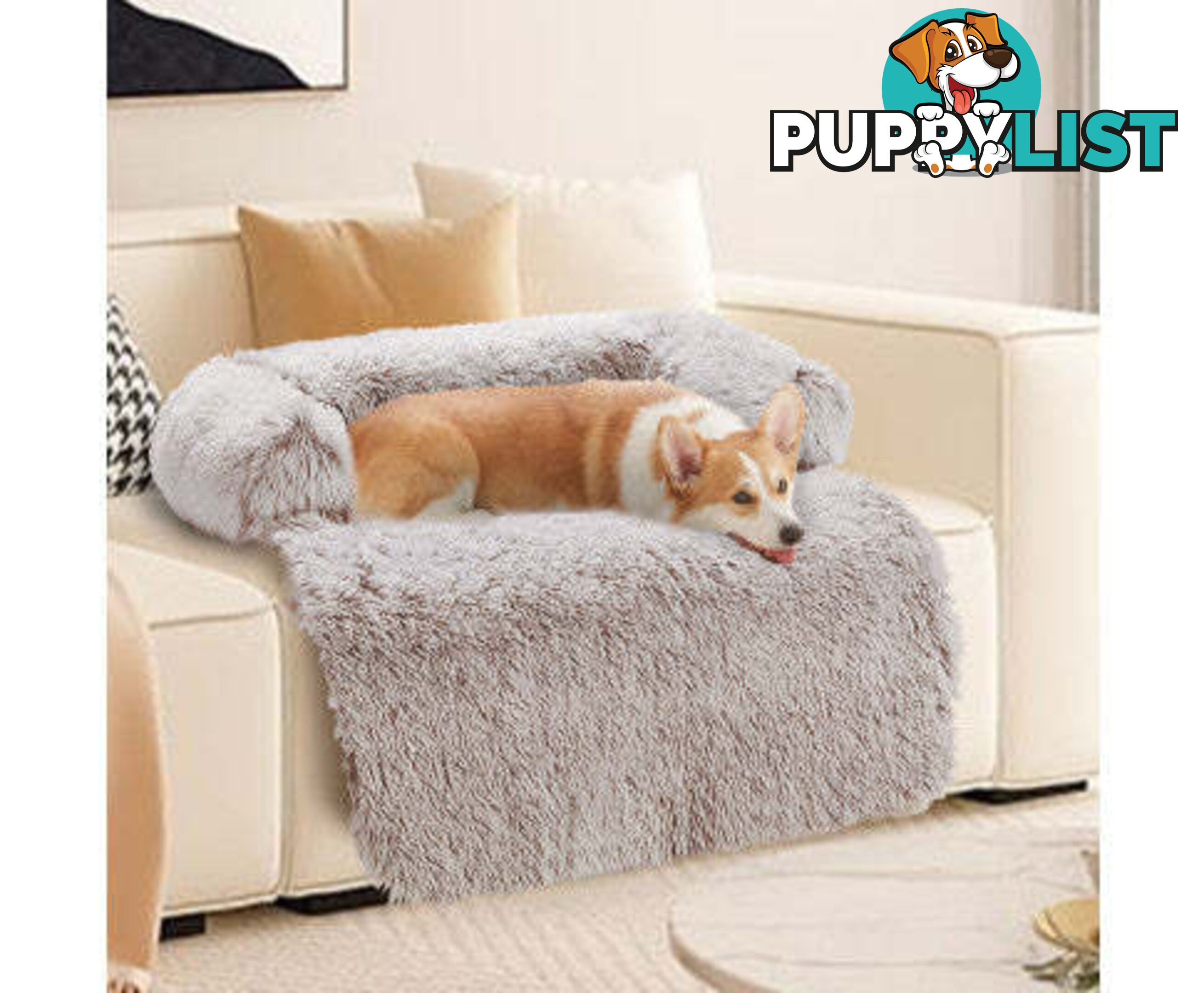 Pet Sofa Bed Dog Cover - Calming Sofa Protector Cushion/Plush Mat - V360-PTPC0003-GC-L
