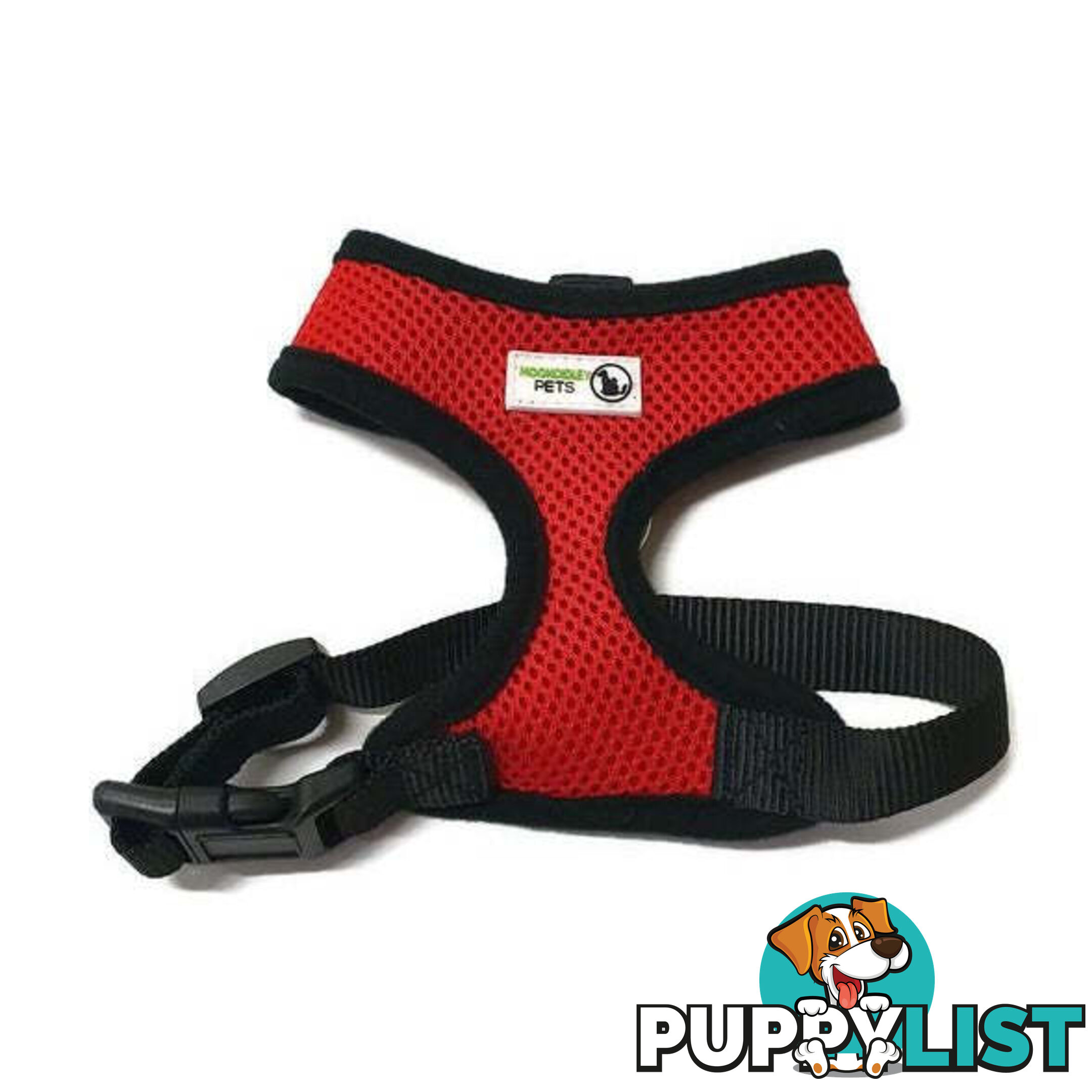 Pet Harness Soft Air Mesh Padded Adjustable  - Moondidley Pets - MDPHARMESXSRED