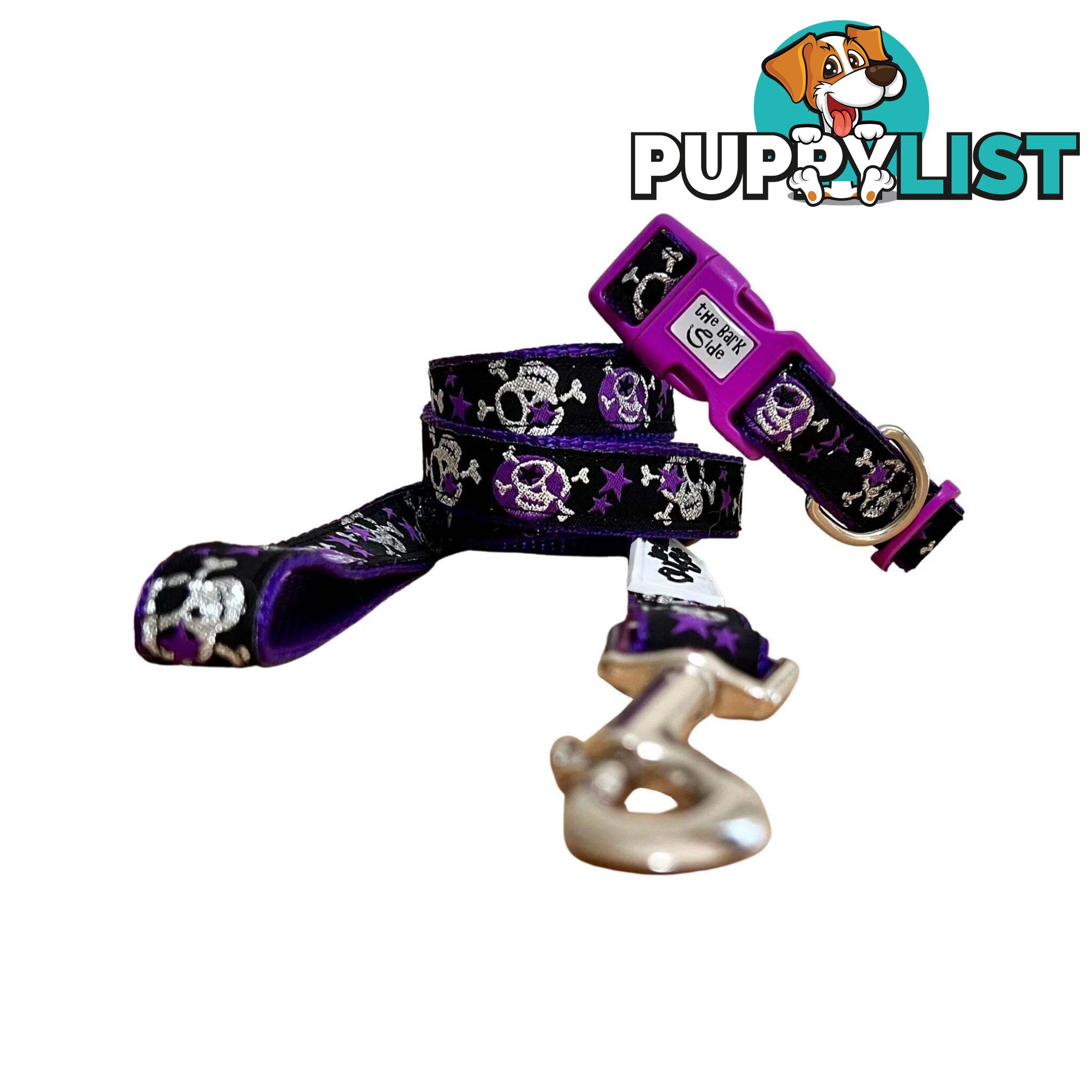 Skulls & Stars Dog Lead / Dog Leash - Hand Made by The Bark Side - TBSLDSKULPNK201.2