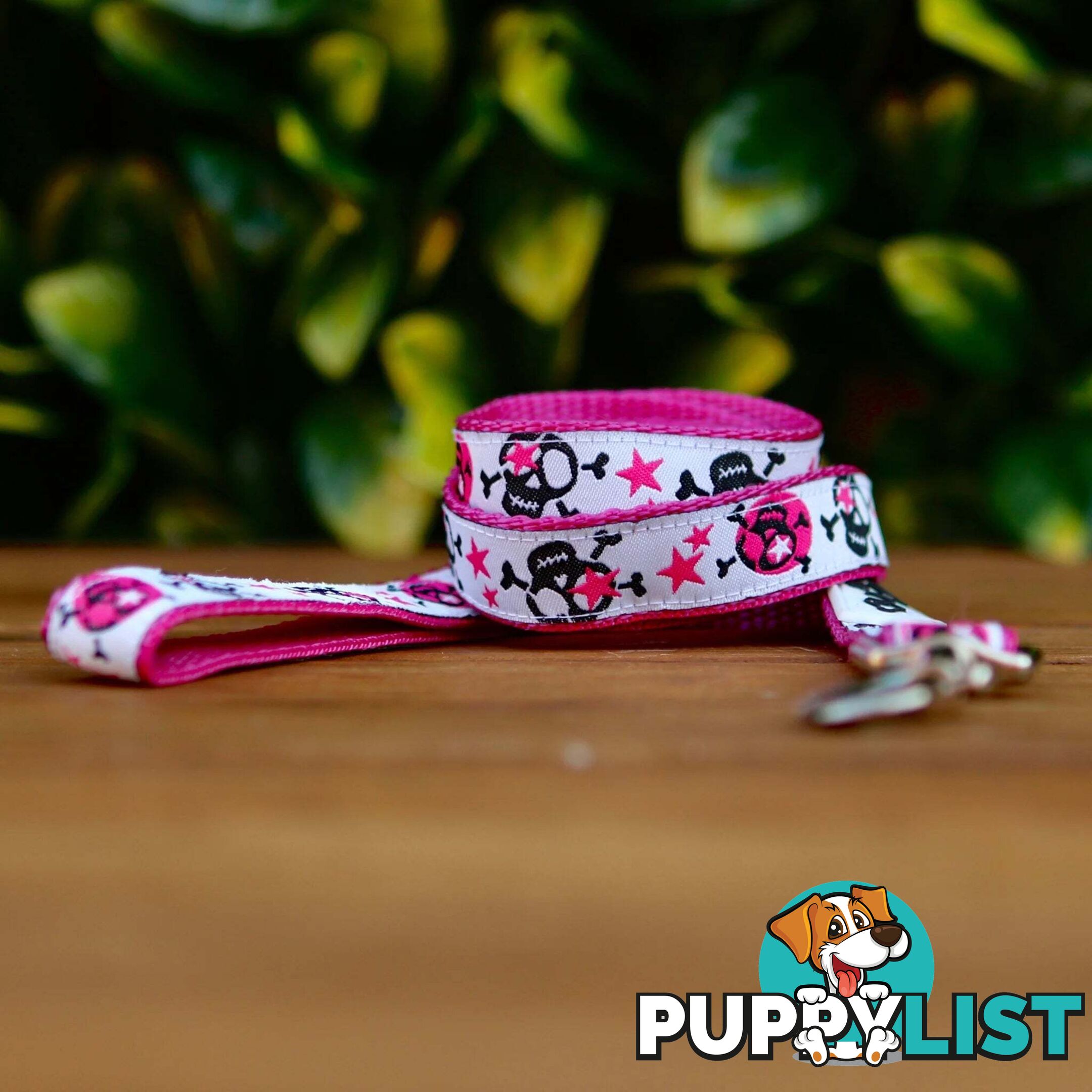 Skulls & Stars Dog Lead / Dog Leash - Hand Made by The Bark Side - TBSLDSKULPNK201.2