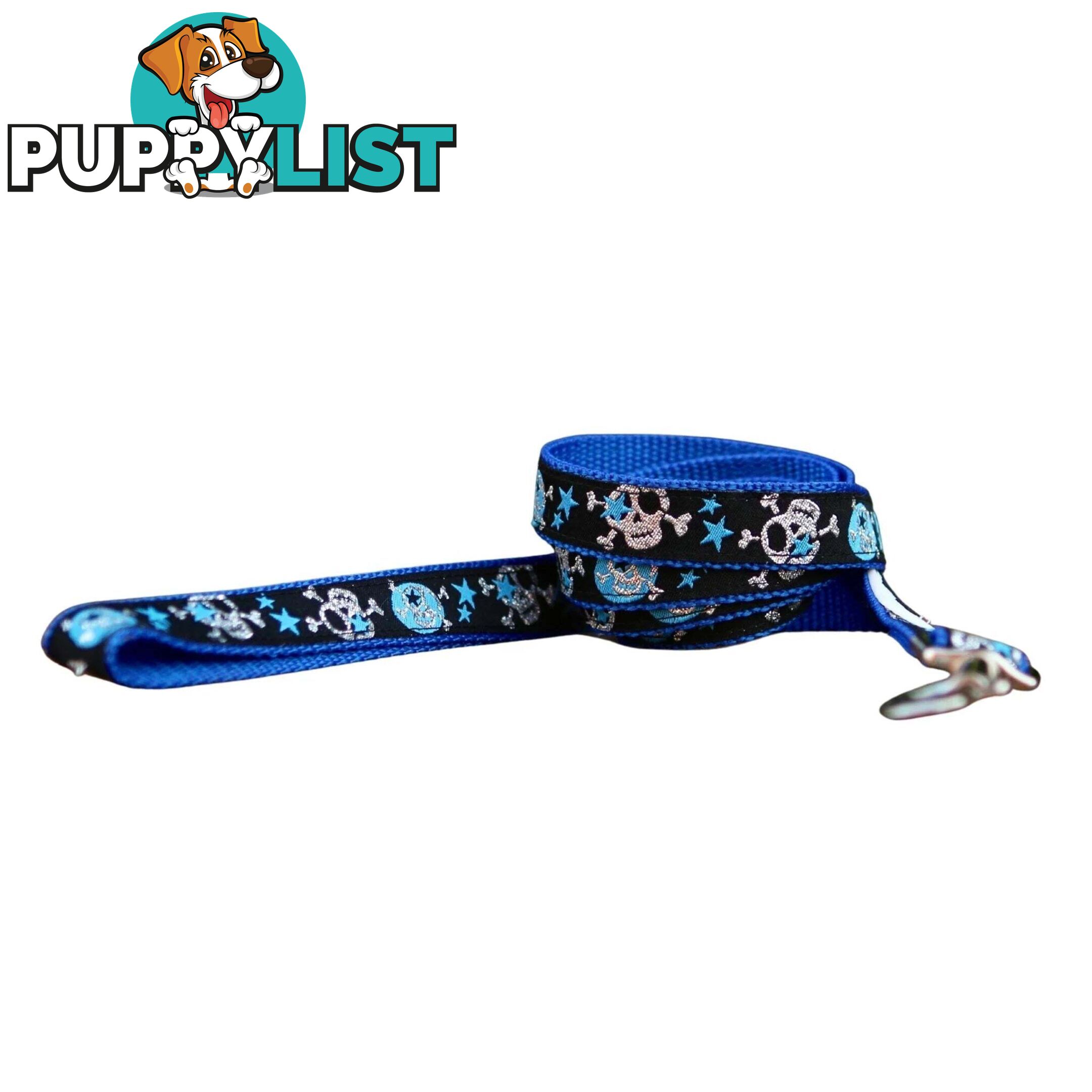 Skulls & Stars Dog Lead / Dog Leash - Hand Made by The Bark Side - TBSLDSKULPNK201.2