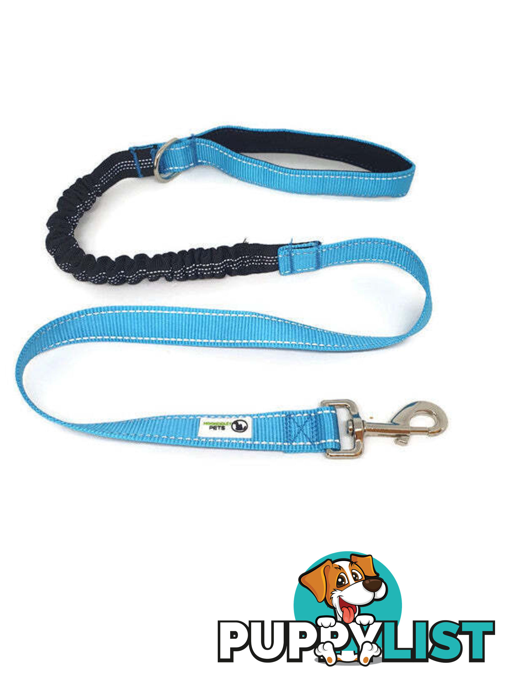Bungee Dog Lead Nylon w/Reflective Stitching - Moondidley Pets - MDPLDBUNBLK