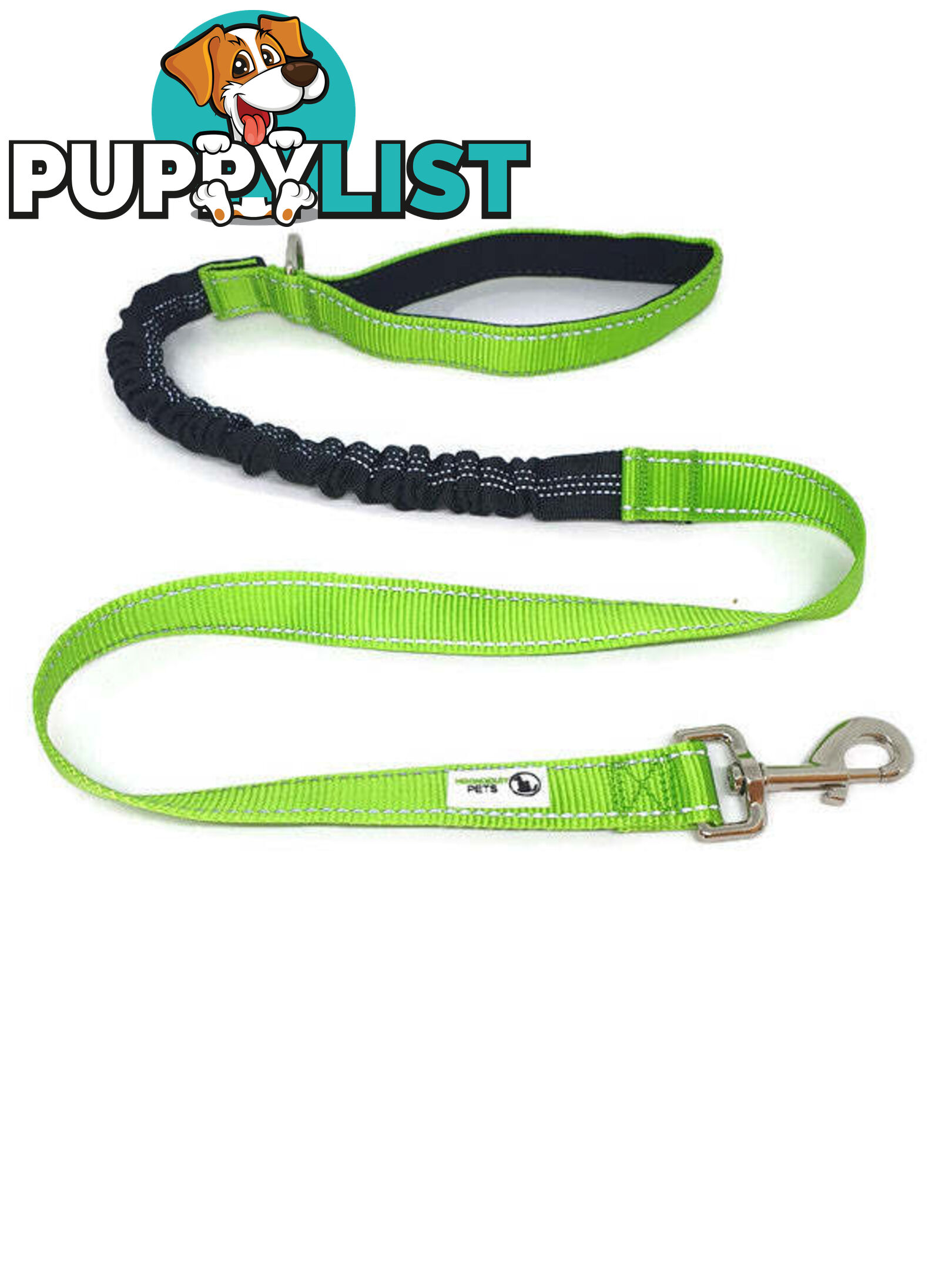 Bungee Dog Lead Nylon w/Reflective Stitching - Moondidley Pets - MDPLDBUNBLK
